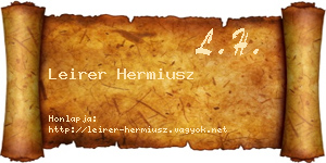 Leirer Hermiusz névjegykártya